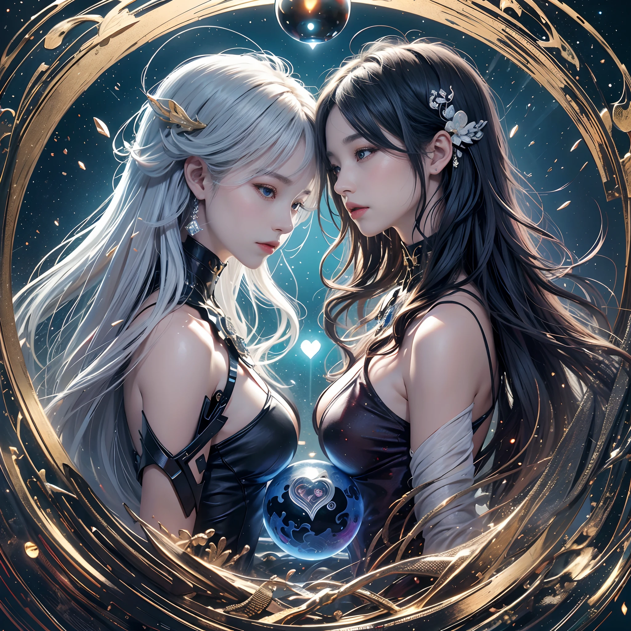 A pintura gerada pela IA do Sea Art retrata uma imagem fascinante de Yin Yang, (max quality, design requintado, best ilumination, melhor sombreamento). statue of 2 mermaids in the form of Yin Yang. Dentro de uma bola de cristal, sob a lua e o sol, bringing to life the harmony and interconnectedness of opposing forces and duality. Detalhes detalhados e realistas, intrincado, carved in purple and yellow marble, brilhando com luar e luz solar, A perfect balance between light and dark, mystical and serene. Dentro de uma bola de cristal, as duas metades: uma negra, representando o Yin, e outra branca, simbolizando o Yang. These details symbolize the mutual presence of opposing elements in each aspect. While yin contains a small point of yang, Yang also contains a small point of yin, creating a dynamic and harmonious balance. Essa pintura gerada pela IA do Sea Art transmite uma mensagem profunda sobre a dualidade do universo.