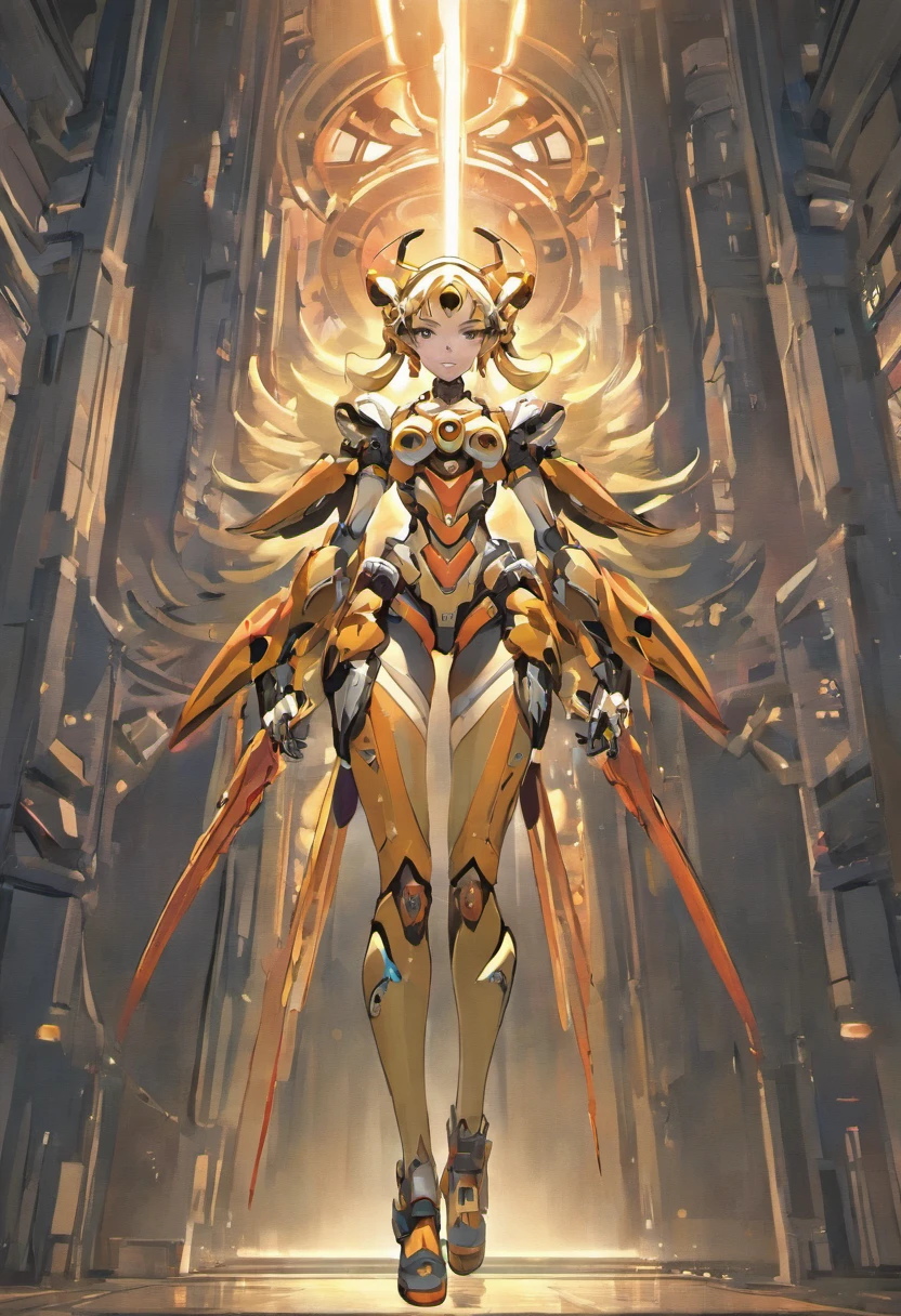 Full body concept characters Post-apocalyptic warframe mecha Tebash Albino woman Greg Rutkovsky and Norman Rockwell and Alphonse Mucha Octan render masterpiece, trending on artstationh, behans, CGSesociety, Extremely detailed, Amazing, Beautiful, Rainbow colors, High definition, World renowned, PS5