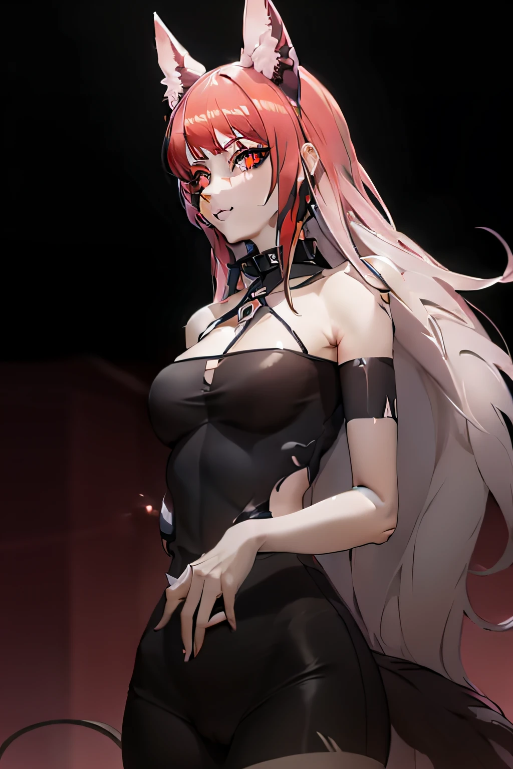 Loona Hellhound, Loona, female, furry, ((cabelo vermelho)), smoke in background, terno, roupa social