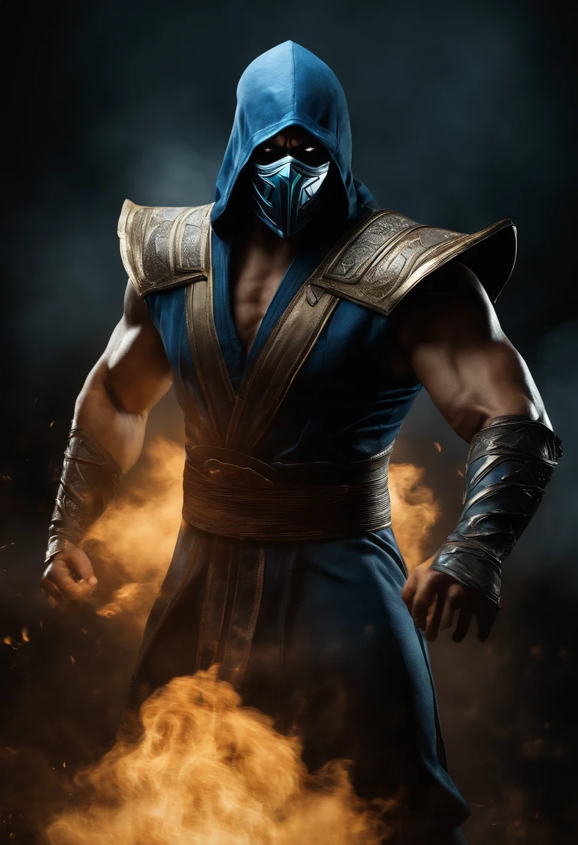 ((Subzero do mortal Kombat, ultra realistic)), (((corpo inteiro))), ((perfect hands)), atordoante, hyper realistic, octan render, surrounded by the effect of smoke and lightning, Estilo Mortal Kombat, fundo antigo, elegante, atordoante, (papel de parede), arte conceitual, detalhes intrincados, altamente detalhado, ((cinemactic)), Dramatic, (extremely high quality, Concedido, master part:1.5), (fotorrealista:1.5), fotografia, Realistic photo, Nikon, Luz Natural, 4k, highes definition, XF IQ4, 150MP, 50 millimeters, ISO 1000 Certification, 1/250 Anos, Luz Natural, Adobe Lightroom, photolab, Photographic Affinity, PhotoDirector 365,