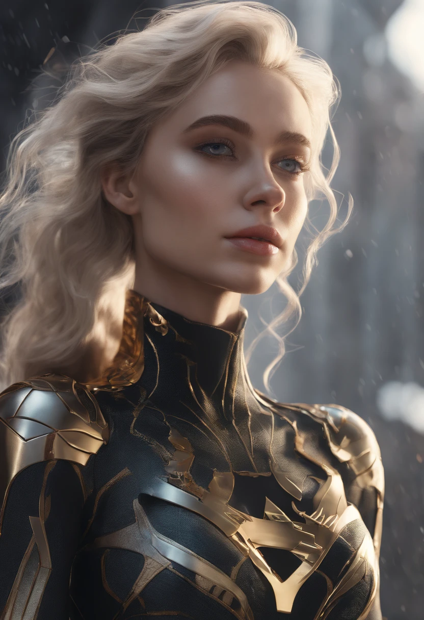 (1girl:1.3), solo, __body-parts__, official art, unified 8k wallpaper, super detailed, beautiful and aesthetic, beautiful, masterpiece, best quality, raw, masterpiece, super fine photo, best quality, super high resolution, photorealistic realism, sunlight, full body portrait, amazing beauty,dynamic pose, delicate face, vibrant eyes, (from the front), she is wearing a black Spider-man suit, gold and black color scheme, spider, very detailed abandoned warehouse background, Detailed face, detailed complex busy background, messy, gorgeous, milky white, highly detailed skin, realistic skin details, visible pores, sharp focus, volumetric fog, 8k uhd, DSLR, high quality, film grain, fair skin, photo realism, lomography, huge metropolis in future dystopia, seen from below, translucent,long light hair