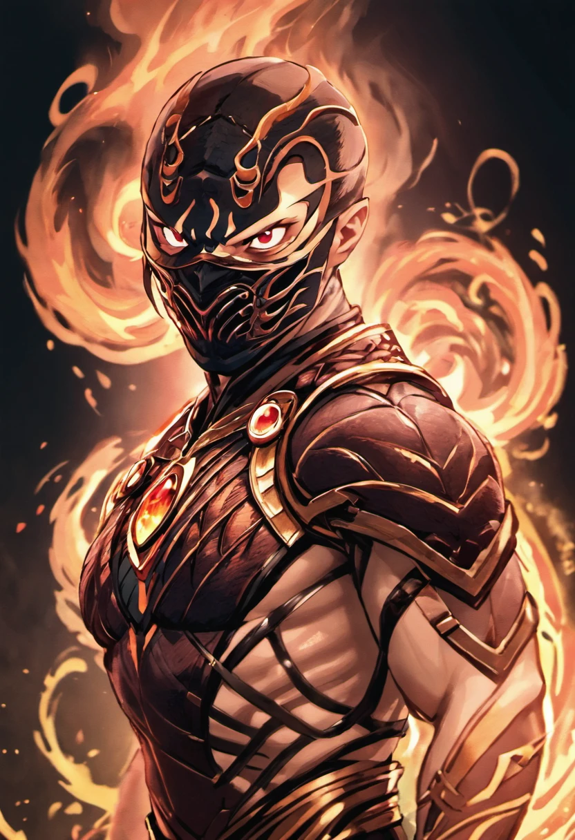 A cinematic marvel: Mortal Kombat's Scorpio Emerges in Ultra Hyper-Realistic Glory in Unreal Engine 5, adornado em um resplandecente traje moderno real que brilha com intrincados fios dourados e tecidos texturizados luxuosos. Seus olhos brilham como fogo, casting an unearthly glow while wielding flames in legendary combat, creating a mesmerizing spectacle of power and elegance. Cada detalhe, from the strands of his burning mane to the ethereal smoke that curled around him, is captured in stunning ultra-high 8K detail, transporting you to a realm where myth and reality intertwine."