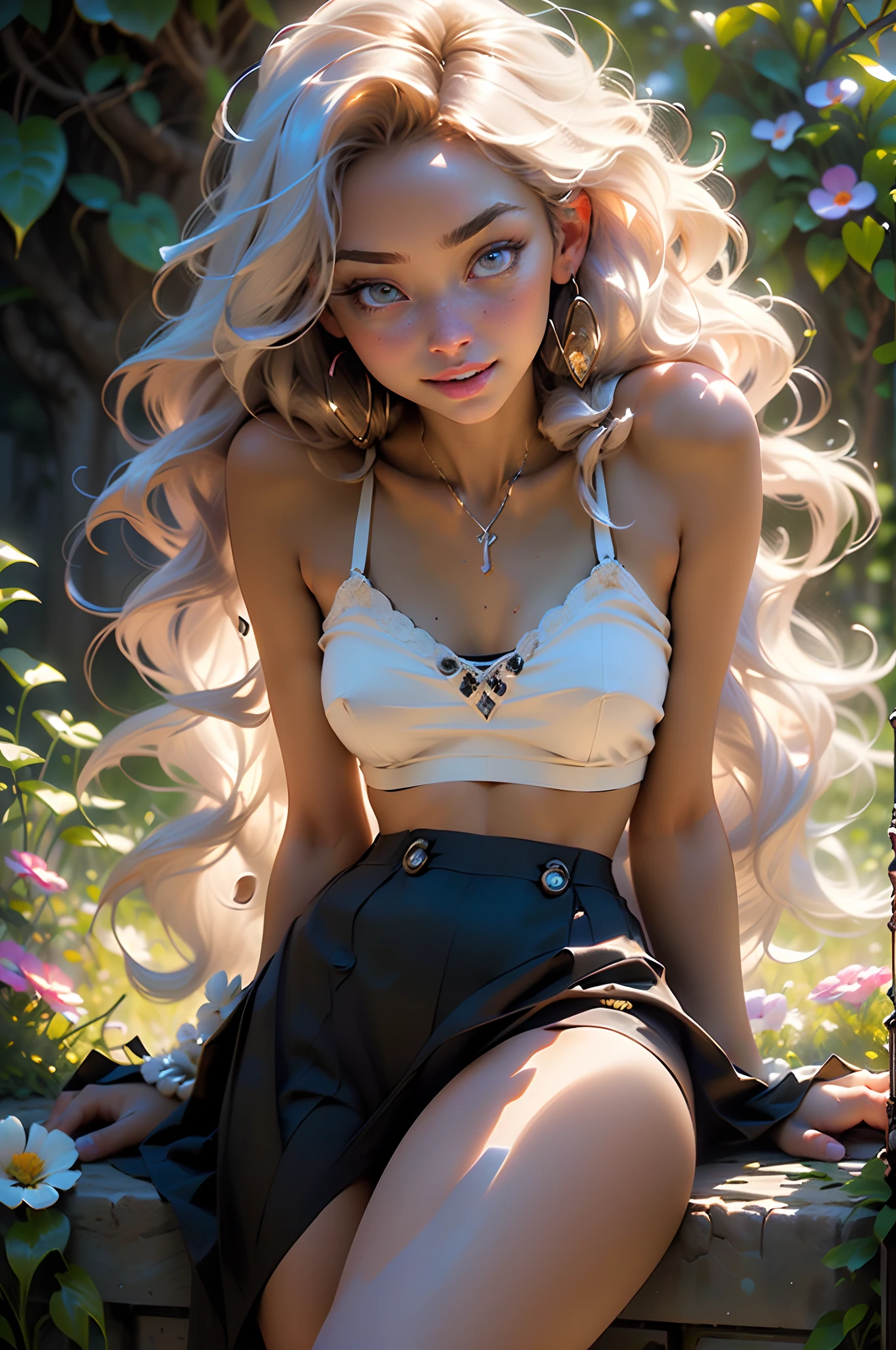 melancholy lighting, quiet, calm, brightness, masterpiece, best quality, 1girl, futanari, erection under clothes, (ultra photorealistic:1.3), (masterpiece:1.4), best quality, ((realistic)), high quality, ultra detailed, ((Real image)), ((realistic skin)), ((realistic face)),(illustration:1.05), (beautiful:1.05), (beautiful detailed eyes:1.05), (cinematic light:1.1), Full body, precise proportions, 18-year-old girl, skinny model lying on the grass, surrounding garden, tree shadow, hair fluttering in the wind, tulle, long legs, slightly open feet, buttocks, blush, bulge, shyness, collarbone, abdominals, double weave, beautiful and delicate face, fair skin, real skin, (face detail), pores, super high resolution, 8k, parameters Best quality, masterpiece, super high resolution, (Realistic 2.0), More details, detailed skin, transparent RED panties, wide smile, white teeth, hair voluminous, perfect and well designed eyes, girlfriend, beautiful, beautiful, flowers, studio lighting