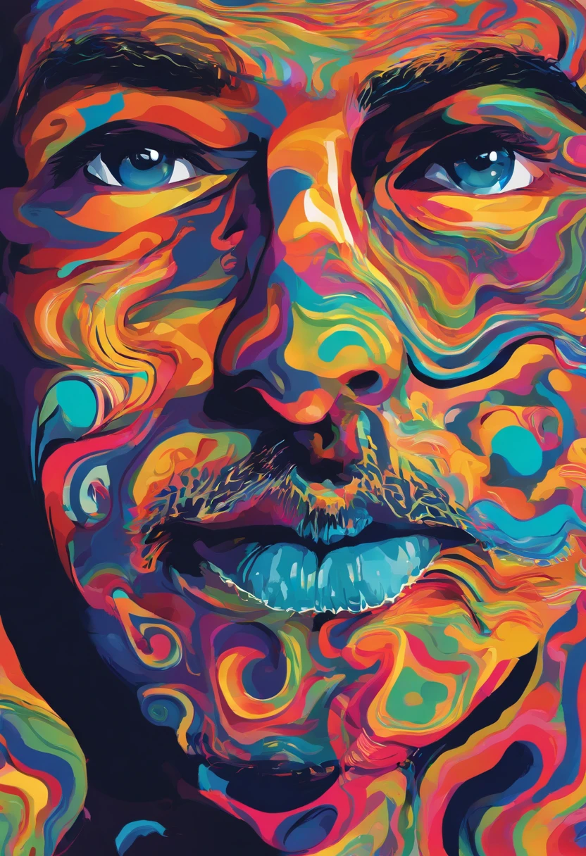 retrato em preto e branco do rosto de um homem com os olhos fechados e um polvo-do-mar grudado no rosto do lado direito