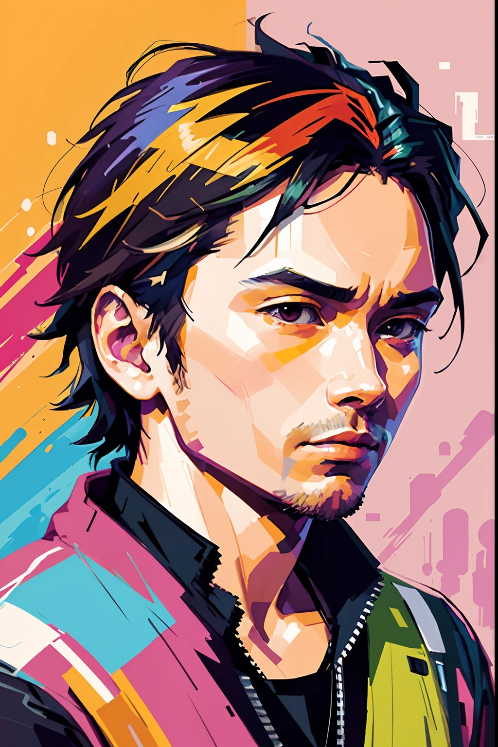 POP color, contrast color, colorful, A closeup of a painting of kazuhiro1, Portrait of kazuhiro1, WPAP, Color Film Art, kazuhiro1, Vector Art Style, kazuhiro1, Vector Art, Vibrant Fan Art, Face of kazuhiro1, Multicolored Vector Art, Digital Illustration Style, Art by Alessandro Pautasso, Art Masterpiece