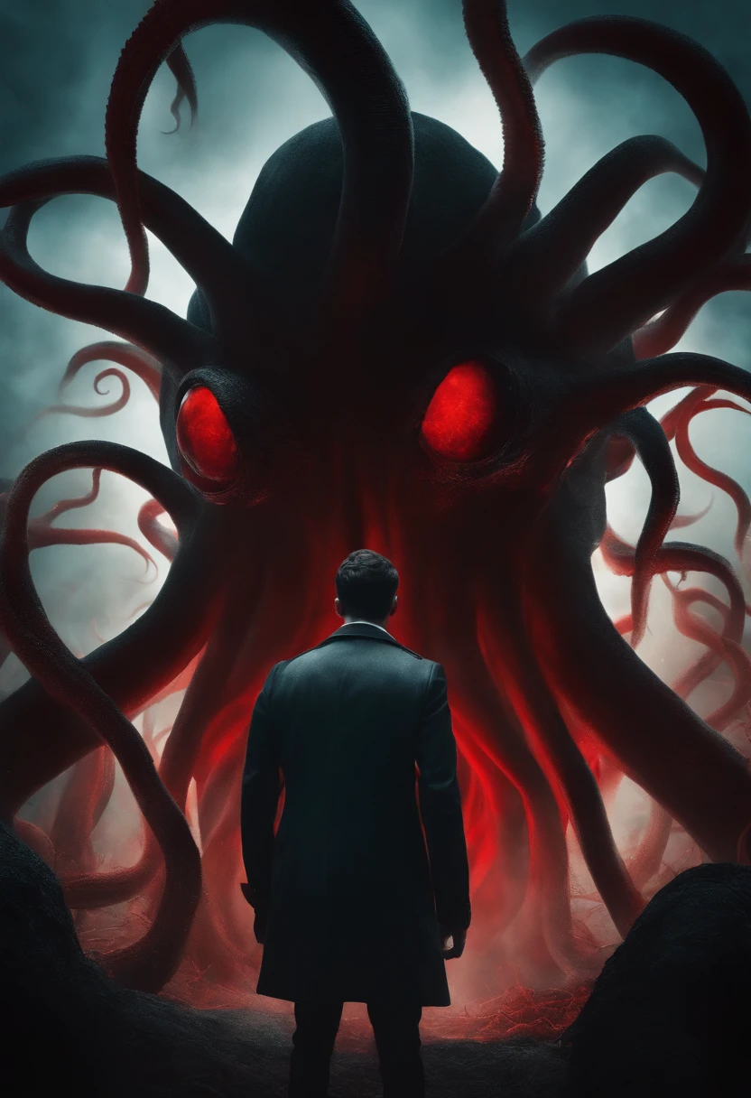 This is a guy who can't even see his face, just a black shadow, with a pair of giant red eyes, surrounded by something that looks like tentacles. Mysterious and great.