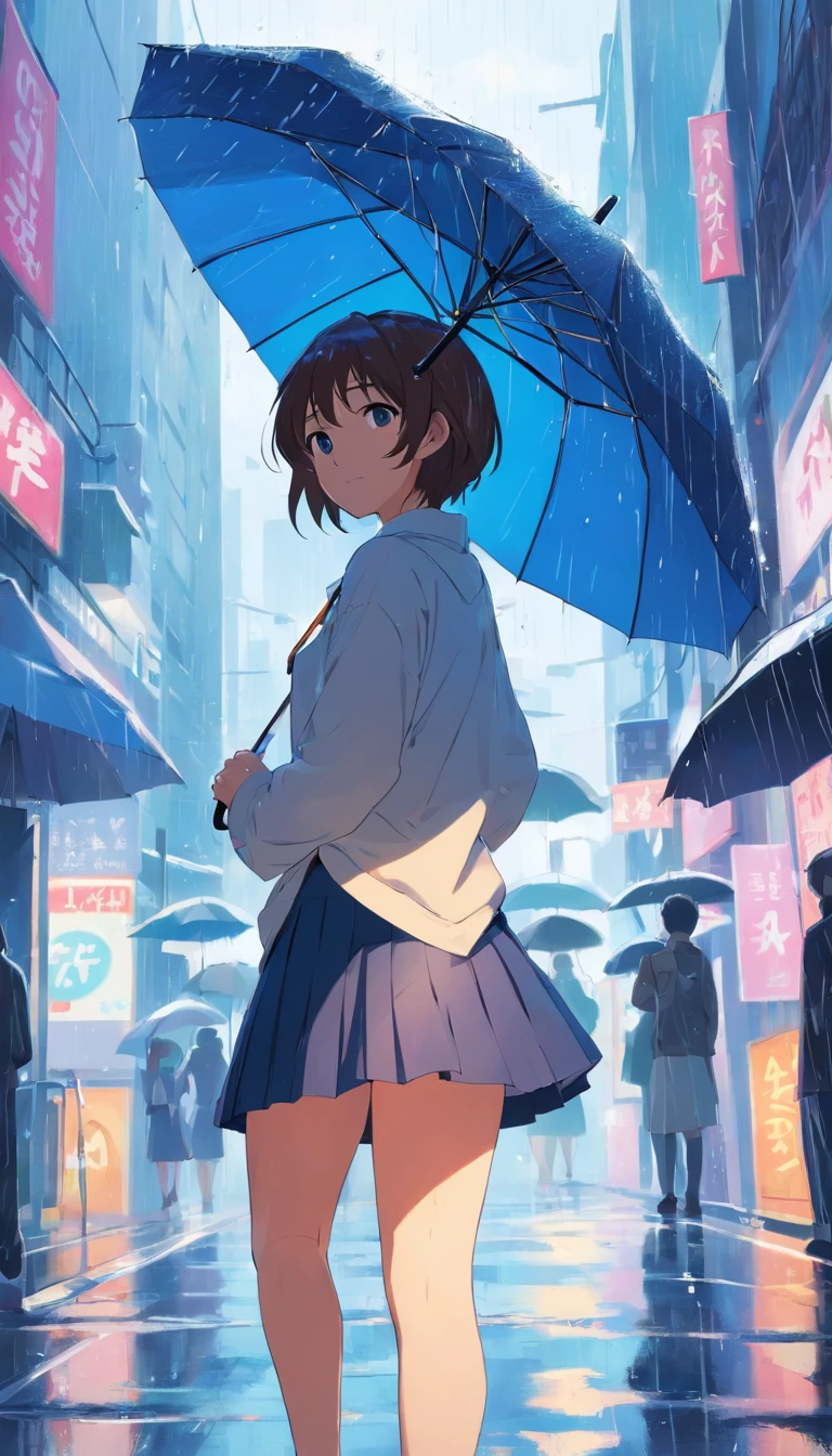 Rainy days,Kizi,Umbrellas,short  skirt,The shirt