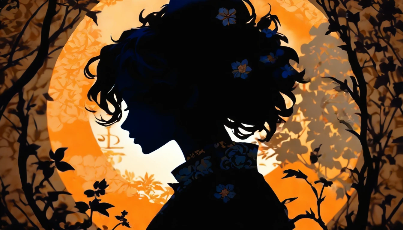 (Silhouette Art,cutouts:1.6)
(((Paper cutting art,A world where only black exists:1.3)

(Cowboy Shot),1 girl,Solo,
(Kimono Girl,profile:1.2),white, Clear and beautiful face,

BREAK
(Single Blue Rose Flower)
Textured glass background,