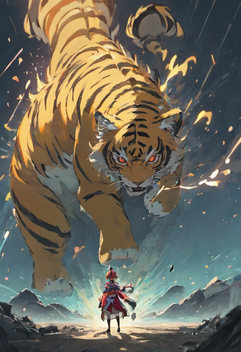 Monster, Colorful ink style, Azuma Kiyohiko,
chinese illustration of a tiger like a cow,fierce,
winged, Upshot, full-body, Unconquest Nature,
Sharp hedgehog fur, Mysterious, Destruction,
every stare, Five Pass Middle, Mountain & Sea
Classic, detailed CG, game concept Art, First
Person Perspective, Upshot, Wide Angle lens,
Extreme Panorama, Very Low Angle view --ar 3:4