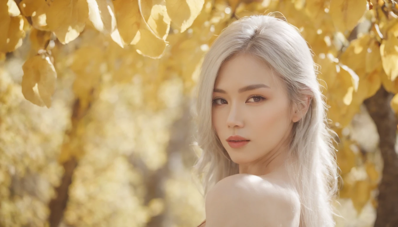 Okita apricot pear,Plump,sexy for,Slender limbs,Silvery hair