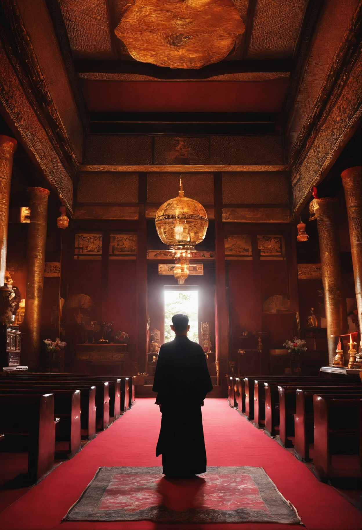 solo、age 40s、male people、japanes、Priest、twinks、DOA、Inside the temple、pray、high-level image quality、up