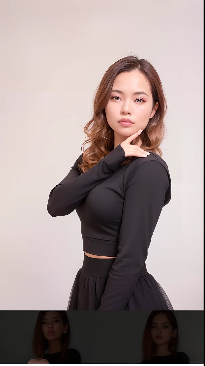 arafed woman in a black dress posing for a picture, mai anh tran, wearing a sexy cropped top, profile image, jen zee, black top, slim waist, wearing crop top, an asian woman, jia, joy ang, asian woman, gemma chen, jovana rikalo, with a thin waist, thin waist, skintight black clothes