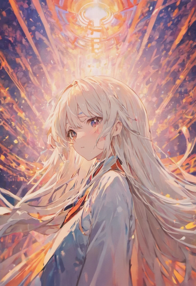 1 girl with long white hair looking at viewer