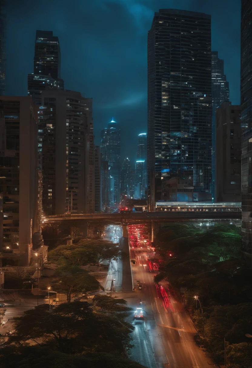 Alexandra daddario naked in a cyberpunk city at night