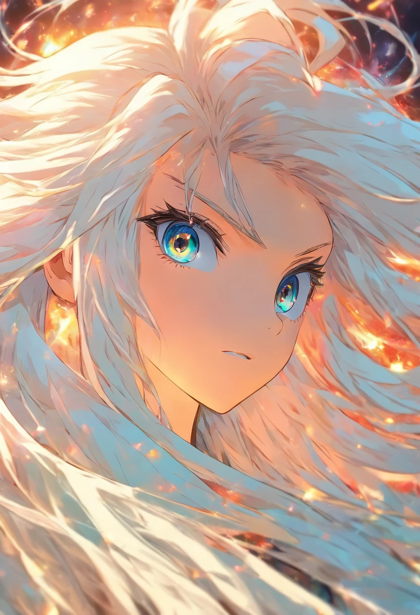 1 girl with long white hair looking at viewer