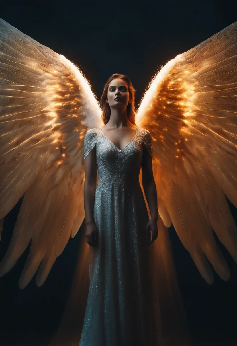 Heavenly Angel, bright light eyes, human, towering wings, powerful, very bright colors, light particles, glowing light, Mshiff, Wallpaper art, UHD wallpaper