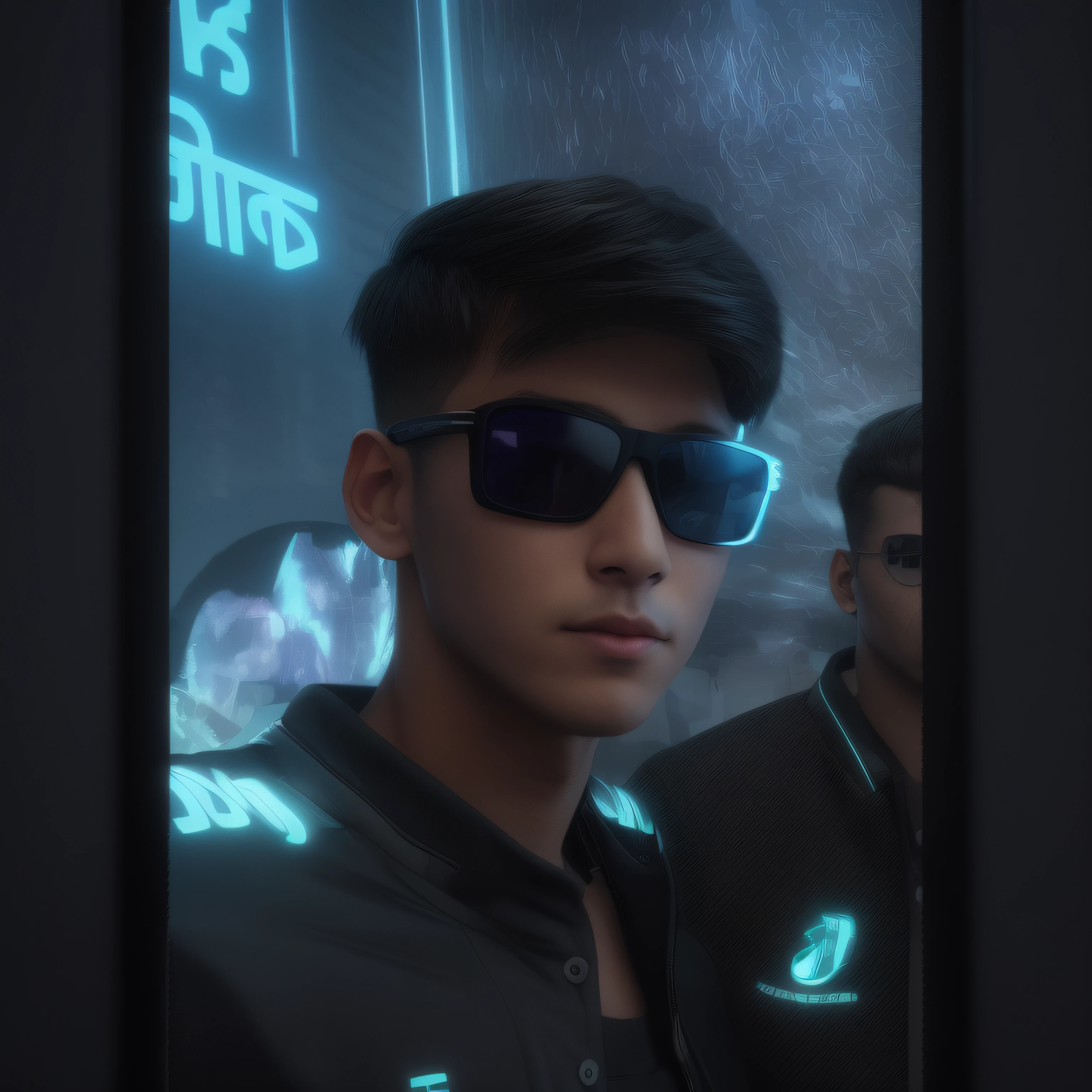 Chang background cyberpunk handsome boy realistic face 8k ultra realistic