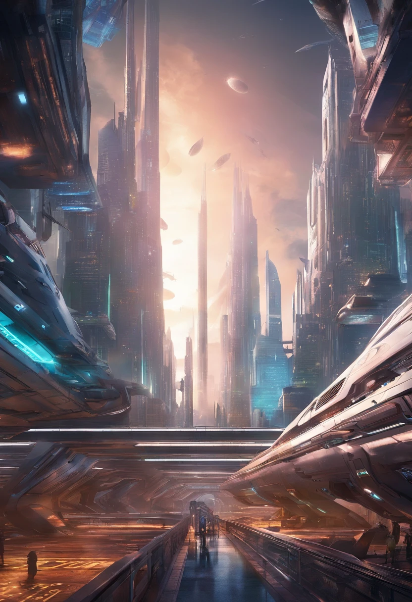 Futuristic city with futuristic train and futuristic architecture at night,brain computer interface,Big data,the ai,Mechanical Warrior futuristic concept art, Other futuristic cities, In a fantasy sci-fi city, Beautiful futuristic city, Utopian cities of the future, Concept art 8 k resolution, concept art 8k resolution, The future city, futuristic space port, Concept Art 8 K, sci-fi hollywood concept art