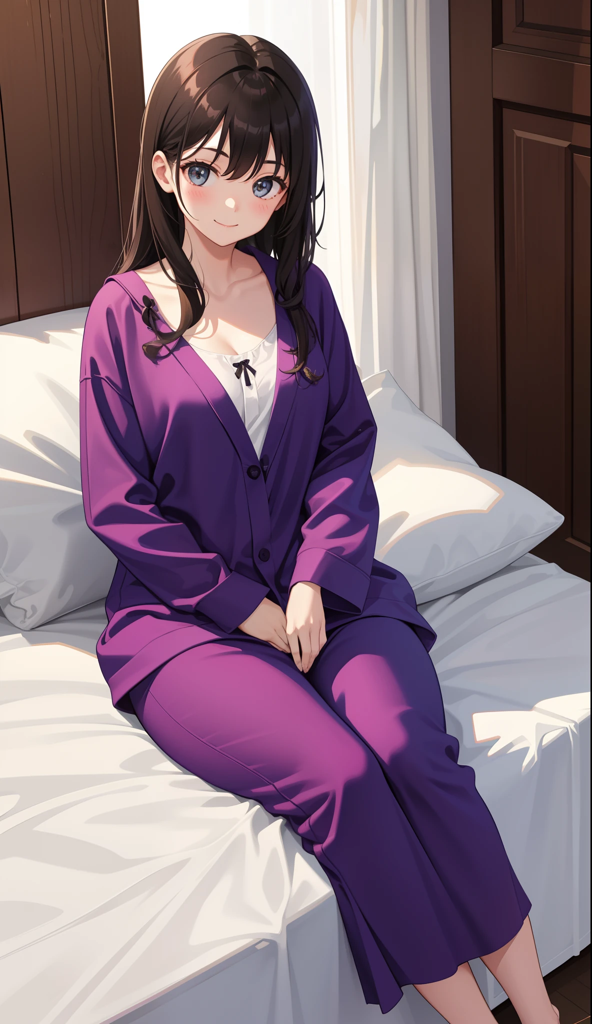 1girl in、AS-Adult、A smile、dressing gown、Cute loungewear、
