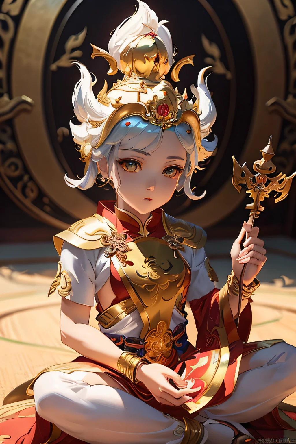 anime - style image of a woman dressed in a costume holding a golden sword, artwork in the style of guweiz, hyperdetailed fantasy character, wlop and ross tran, 2. 5 d cgi anime fantasy artwork, fanart best artstation, chengwei pan on artstation, yanjun chengt, inspired by Lan Ying, childrens art in artstation