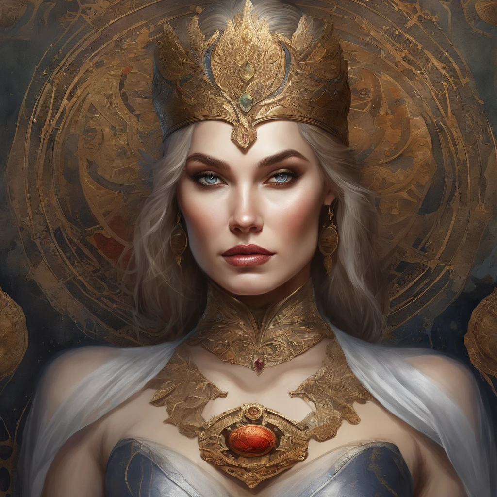 a painting of a supergirl adorned with a Krypton headdress and a black supergirl uniform, Mucha Klimt et Tom Bagshaw, WLOP complexe, exquisite digital illustration, Bel art UHD 8 K, 8k highly detailed digital art, stunning digital illustration, karol bak uhd, a beautiful fantasy empress, Jen Bartel, detailed painting 8 k, 8k detailed digital art, sharp 8k detail, award winning digital illustration:1.1