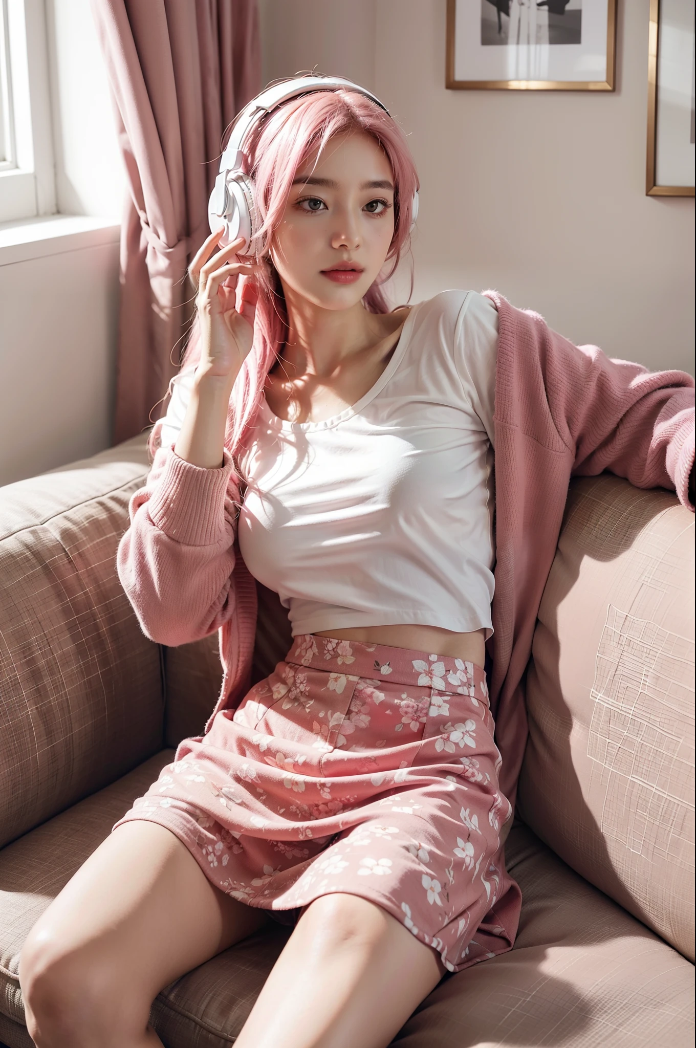 Brazilian, 20 year, role model, pink hair,blue eyes and clothes