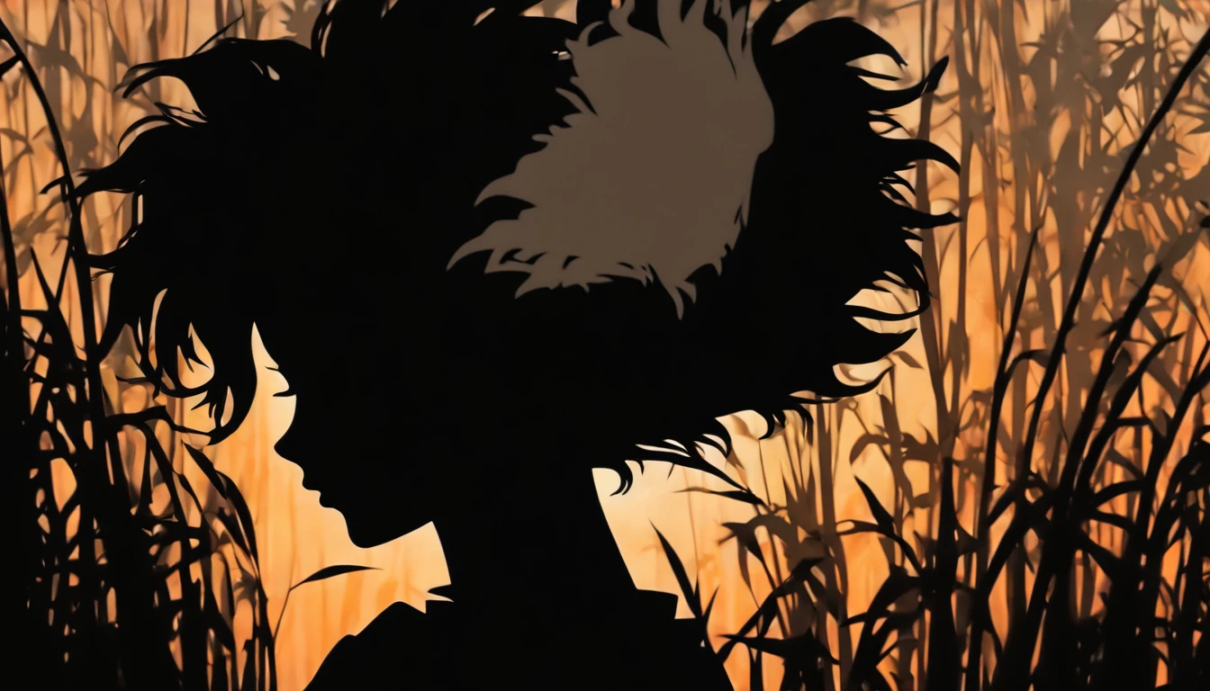 (Silhouette Art,cutouts:1.6)
(((Paper cutting art,A world where only black exists:1.3)
(Cowboy Shot),1 girl,Solo,
(Kimono Girl,profile:1.2),white, Clear and beautiful face,
BREAK
(Gray Japanese pampas grass)
Textured glass background,