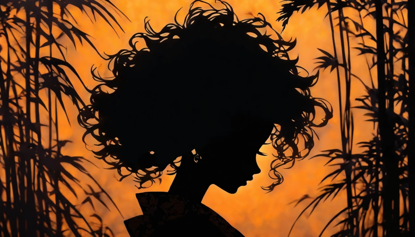 (Silhouette Art,cutouts:1.6)
(((Paper cutting art,A world where only black exists:1.3)
(Cowboy Shot),1 girl,Solo,
(Kimono Girl,profile:1.2),white, Clear and beautiful face,
BREAK
(Gray Japanese pampas grass)
Textured glass background,