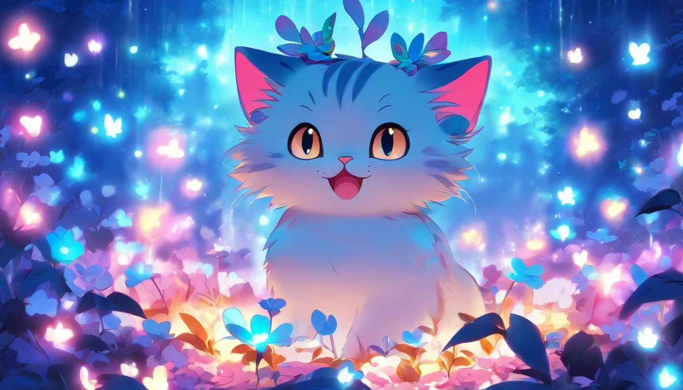 A cat, blue eyes, flower crown, bow on chest, (cute detailed digital art), (furry art), cute digital art, cute digital painting, very pretty cute, cute detailed artwork, (cute), cute digital art, detailed digital art painting, cute, cute artwork, cute cat anime visual effects, cute cat, cute, anime, cute animal kawaii cat, 8k