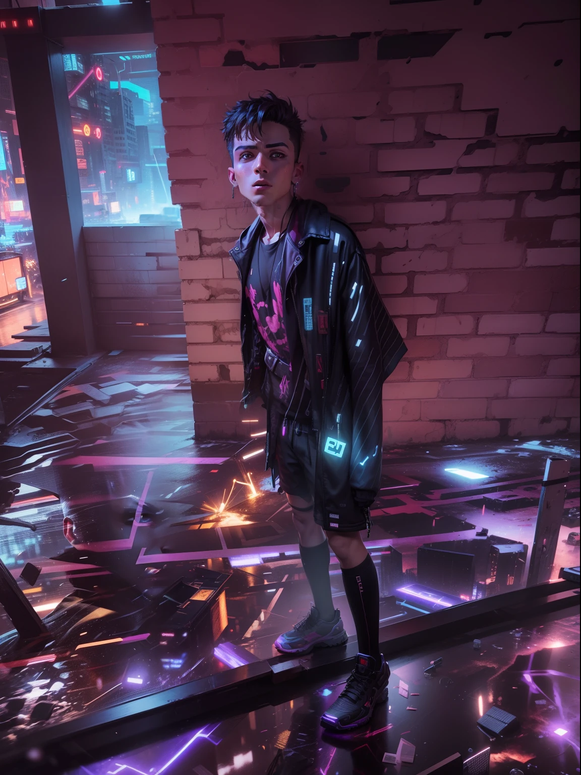 A handsome boy Background cyberpunk 8k realistic face