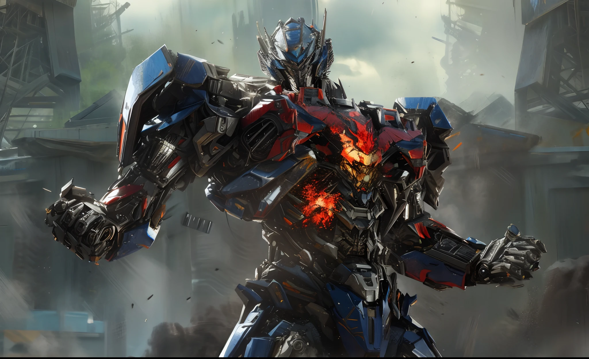 Ultra Realistic Transformer character with lots of details. Movie scene HD