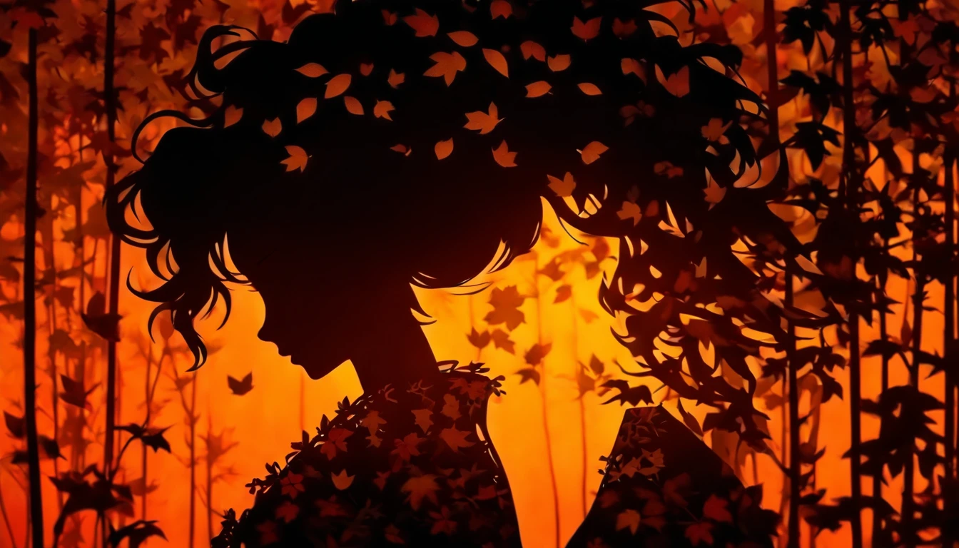 (Silhouette Art,cutouts:1.6)
(((Paper cutting art,A world where only black exists:1.3)
(Cowboy Shot),1 girl,Solo,
(Kimono Girl,profile:1.2),white, Clear and beautiful face,
BREAK
(Single autumn leaves)
Textured glass background,