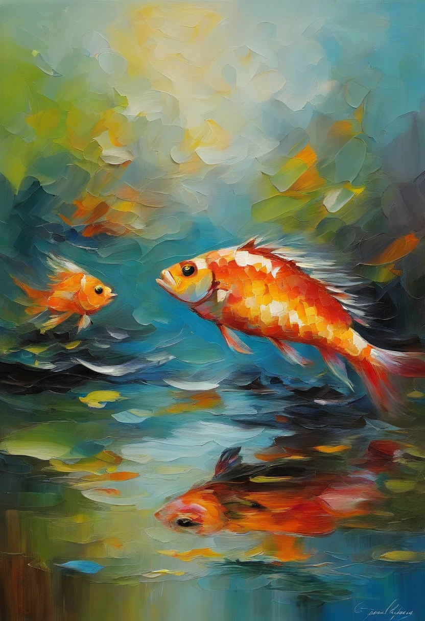 A fish jumps out of the water,The colors are eye-catching,Sharp