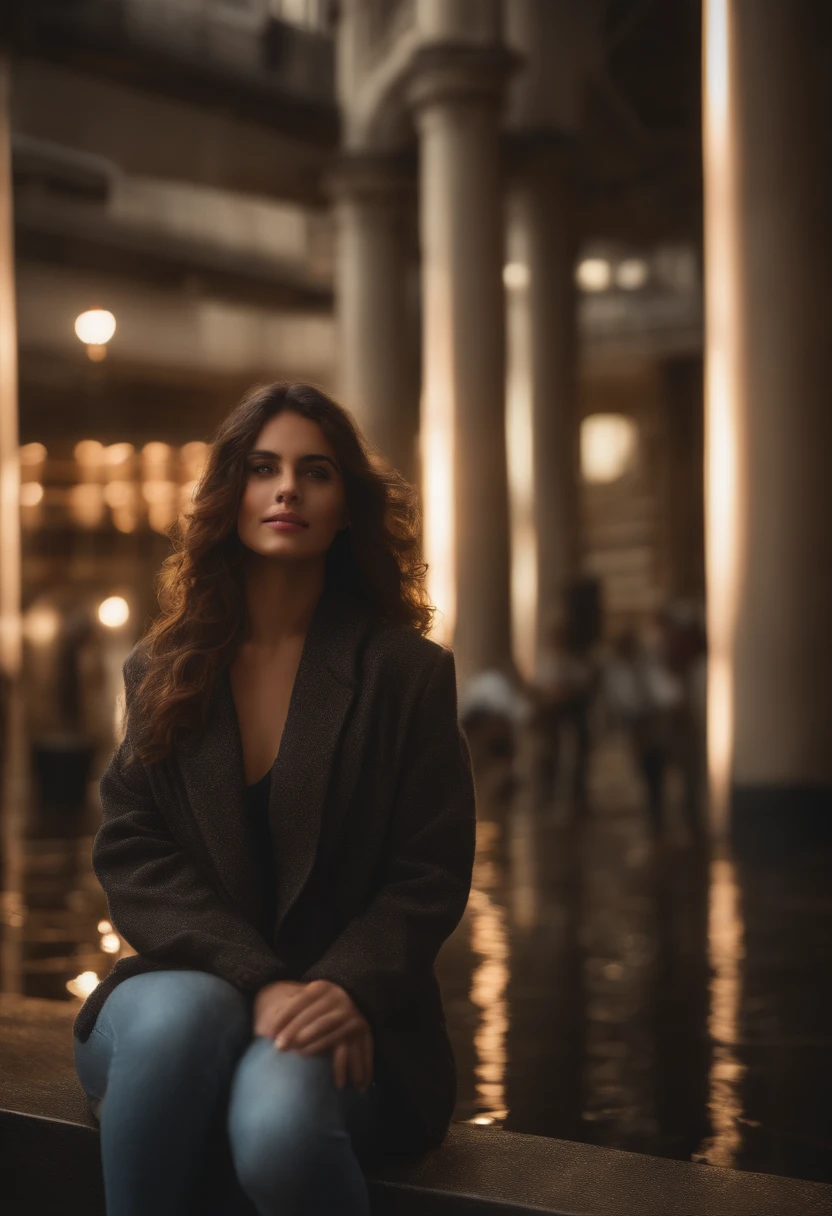1girl, 18 anos, mistura4, (8k, Foto RAW, best quality, master part:1.2), (Realistic, fotorrealista:1.37), fofo, Noite, chuva, humid, professional lighting, photon maping, radiosidade, rendering physically based, Ultra resolution, (seios grandes:1.2)
