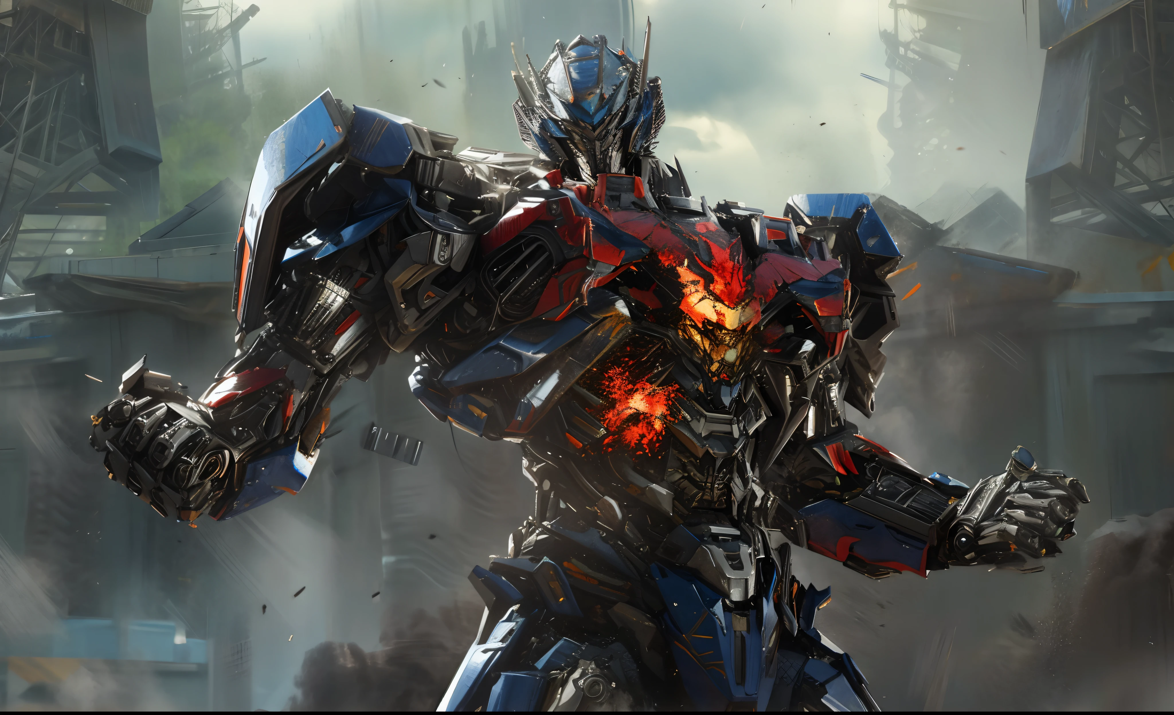 Ultra Realistic Transformer character with lots of details. Movie scene HD