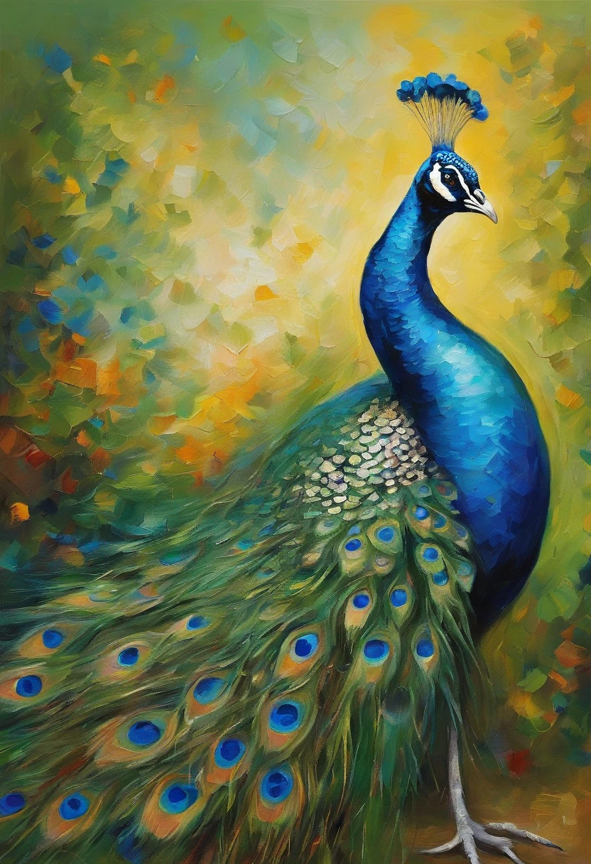 Peacock opens the screen，The colors are eye-catching，Fresh and elegant