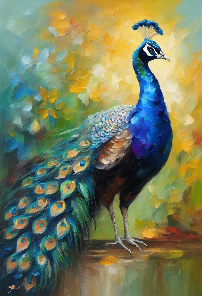 Peacock opens the screen，The colors are eye-catching，Fresh and elegant