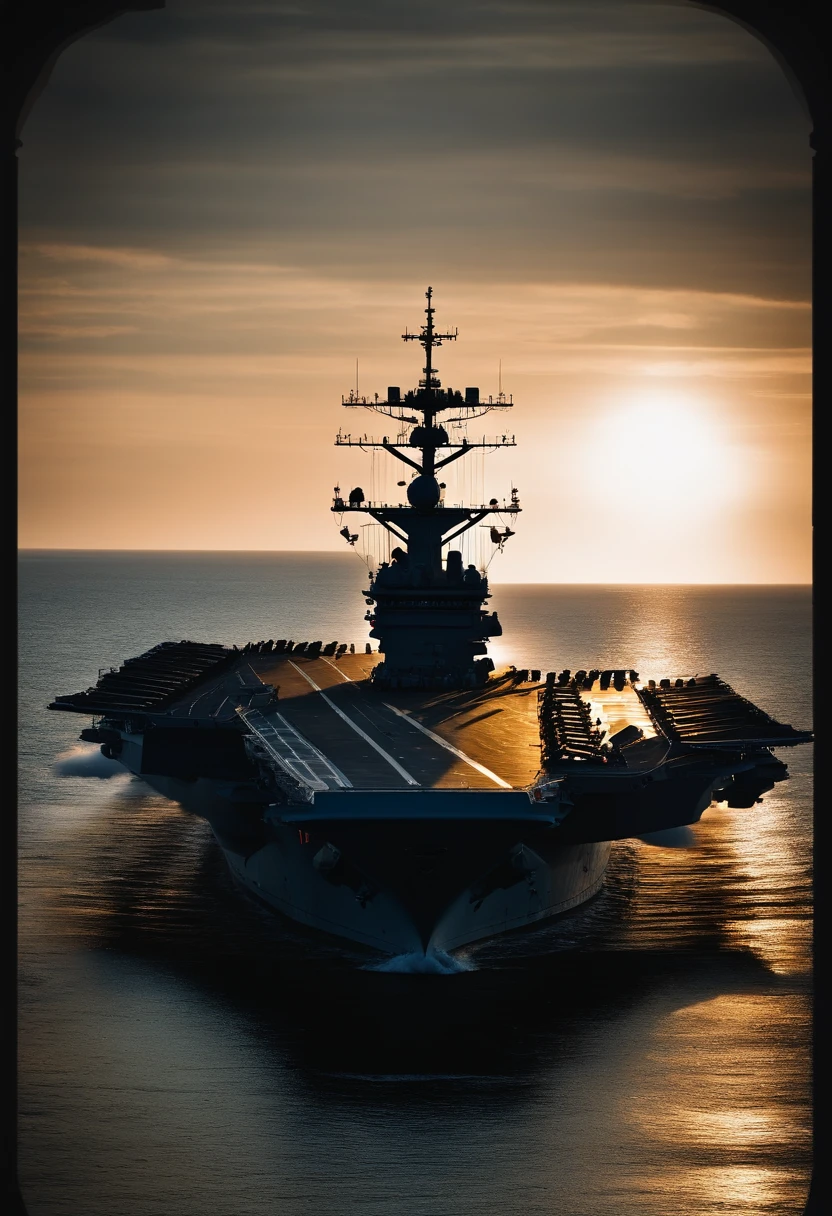 /imagine prompt: Aircraft carrier brain bold silhouette style, Jagged edges, Trash core, Light Shadow --V 5.2