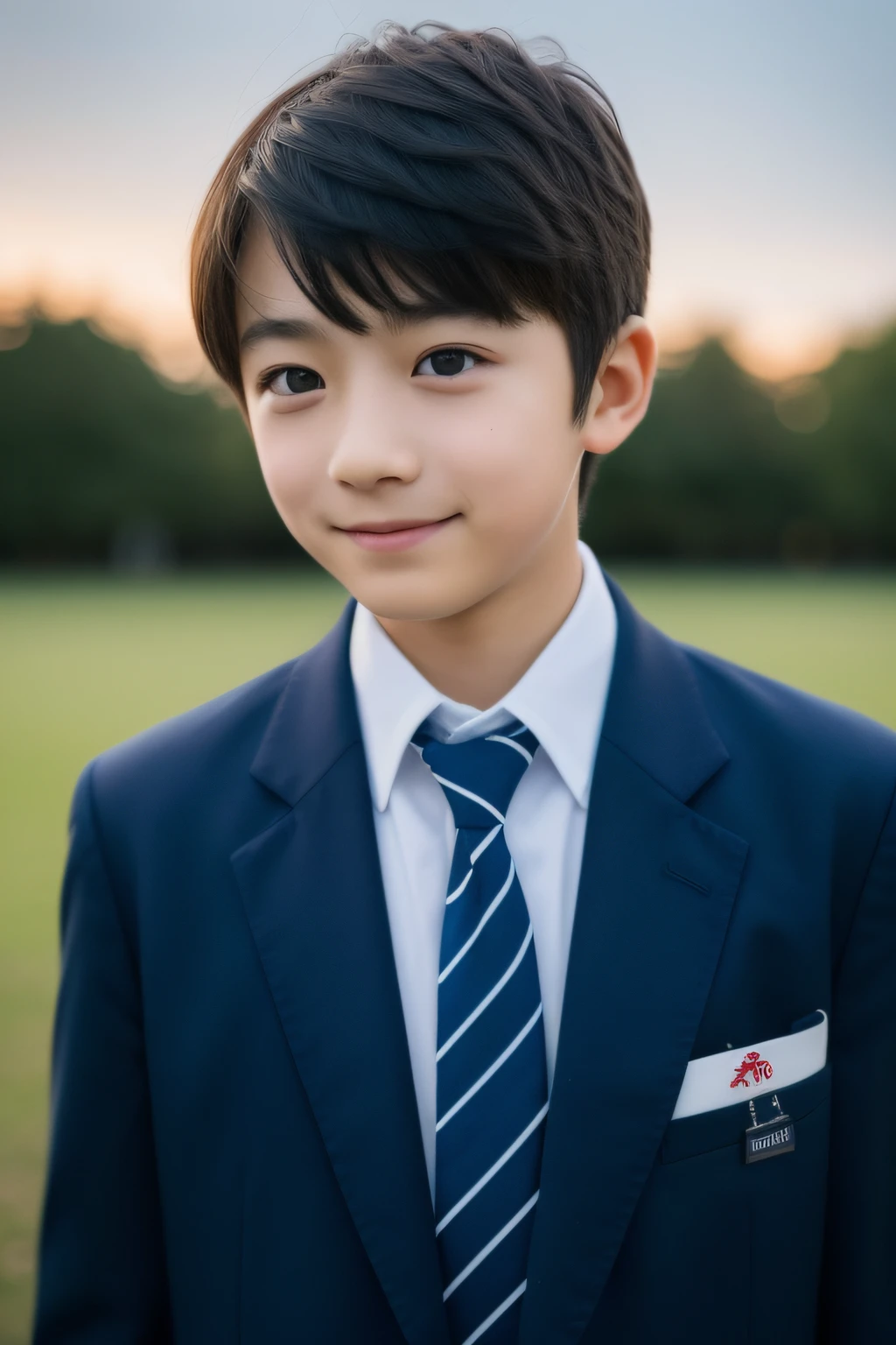 1 boy、校服、neck tie、A slight smil、Turn around、School route、school、Looking into the distance、High school students、Japan Boys、A dark-haired、The upper part of the body、a cool、An ultra-high picture quality、top-quality、masterpiece、18year old、Autumn sky、