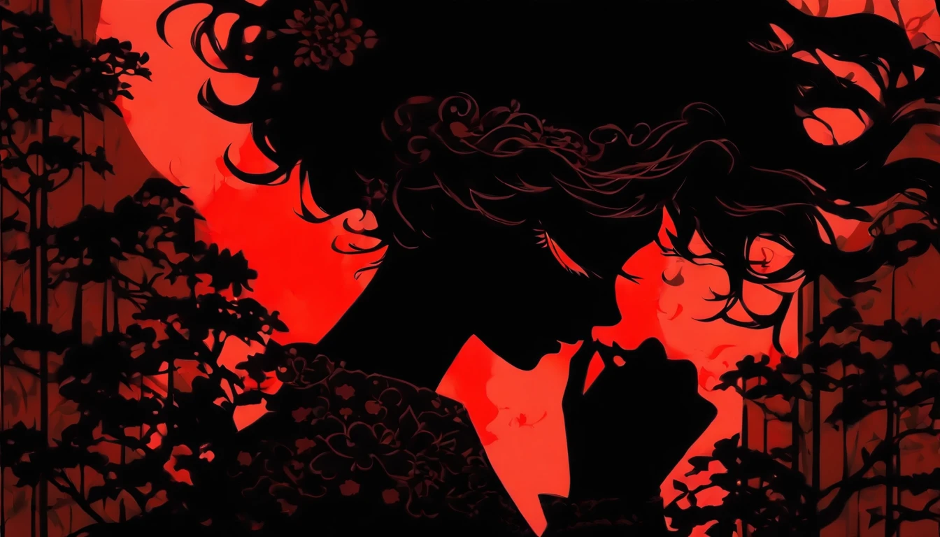(Silhouette Art,cutouts:1.6)
(((Paper cutting art,A world where only black exists:1.3)

(Cowboy Shot),1 girl,Solo,
(Kimono Girl,profile:1.2),white, Clear and beautiful face,

BREAK
(Red love)
Textured glass background,