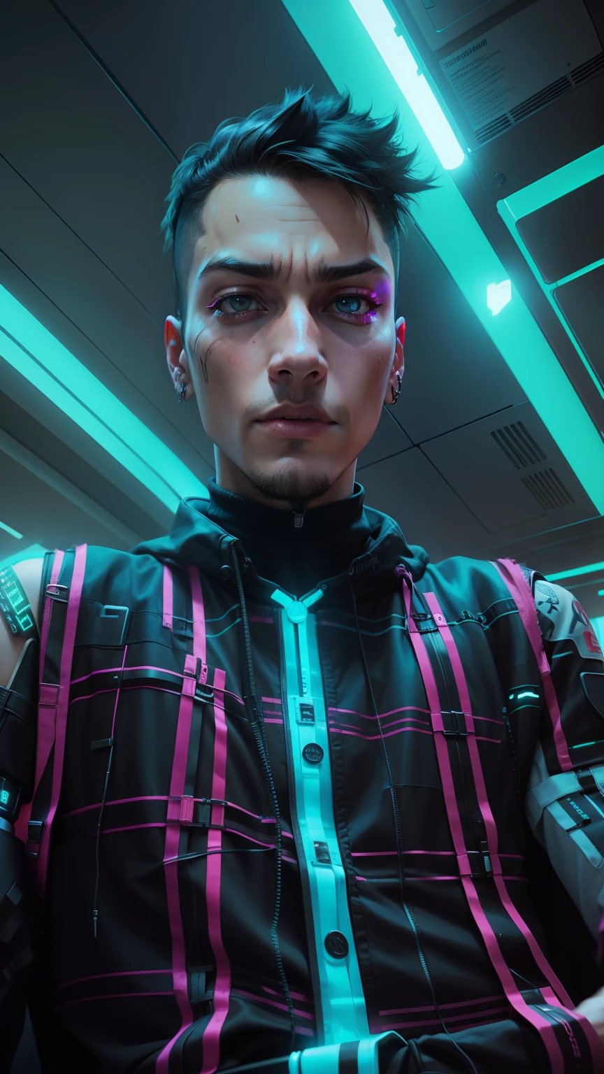 Background change & cyberpunk realstic face