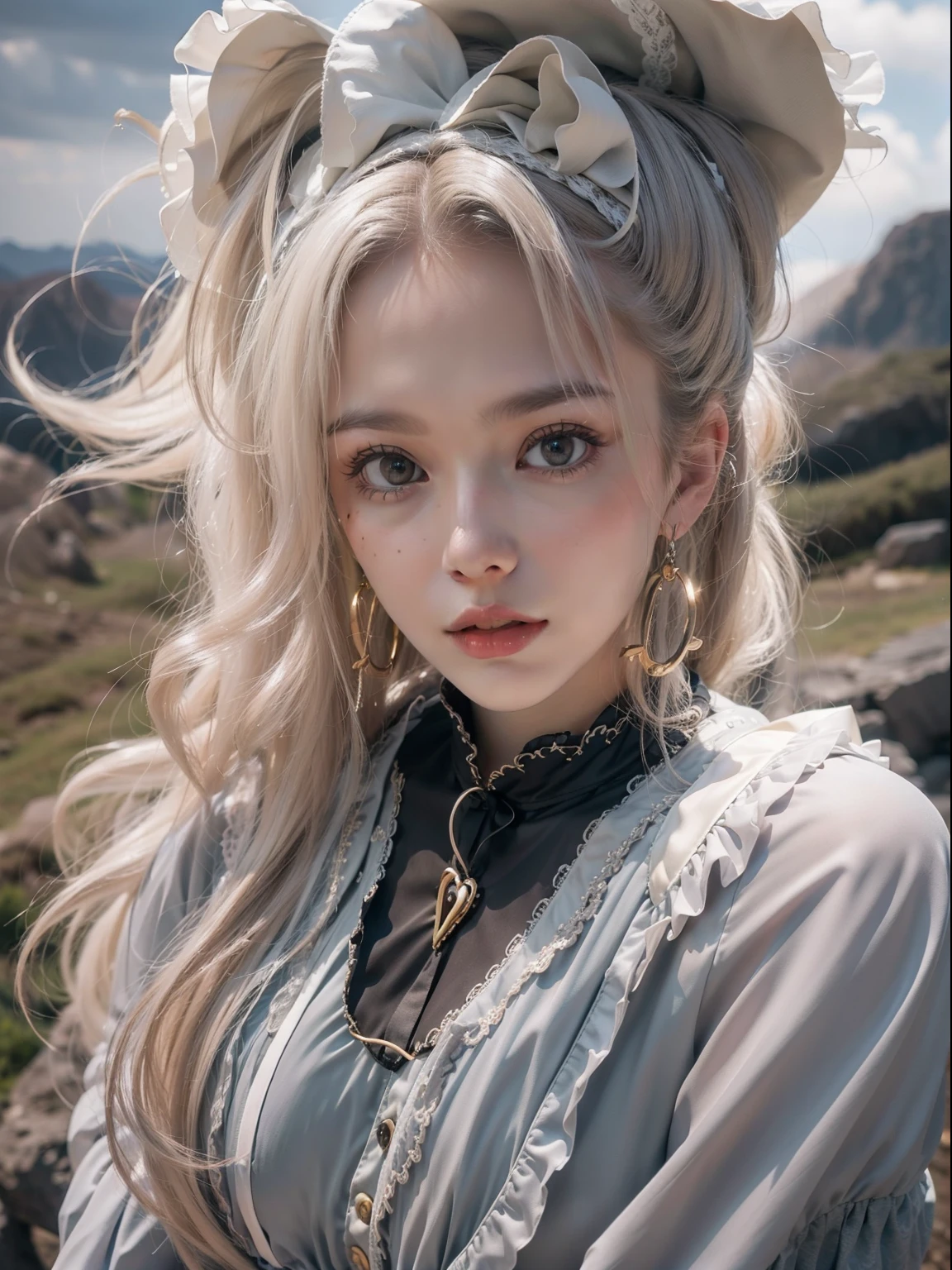 masutepiece, 8K,((Focus on the thighs)),High resolution whole body, surrealism, Cinematic lighting, god light,Layered processing (HD layers, People layer, Background image layer),f/4.0, kanon,(The face is super clear),hugefilesize,Shiny skin,Detailed skin,Detailed face, Detailed eyes, Goddess of the Storm,(ta dress miniskirt:1.5), At the top of a huge canyon, The wind was blowing violently, Hair similar to the color of wind and lightning, nakeness, Bare chest, No top, Show off , Storm vortex pendant, Lightning earrings, Dark clouds loom like a storm, A thunderous scene,(Sky thunder and lightning scattered together),
