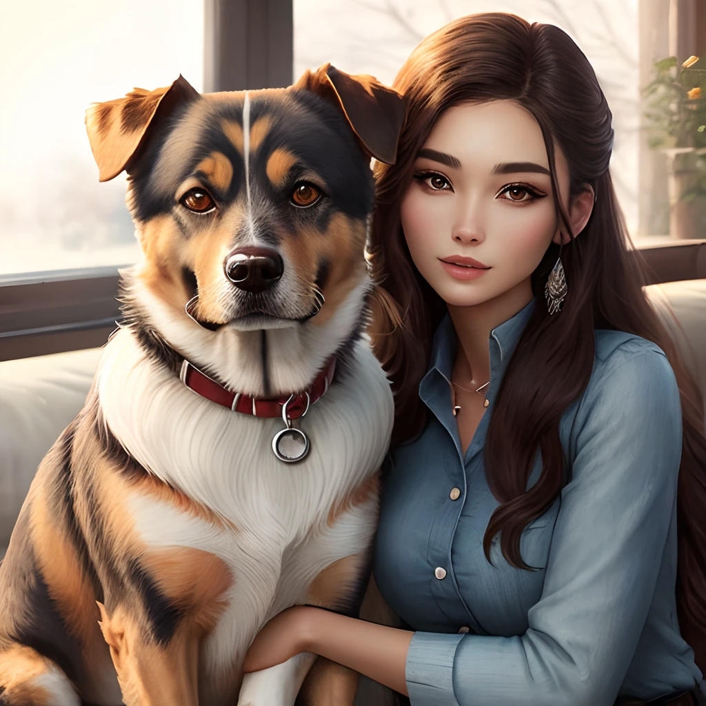 dog，Beautuful Women