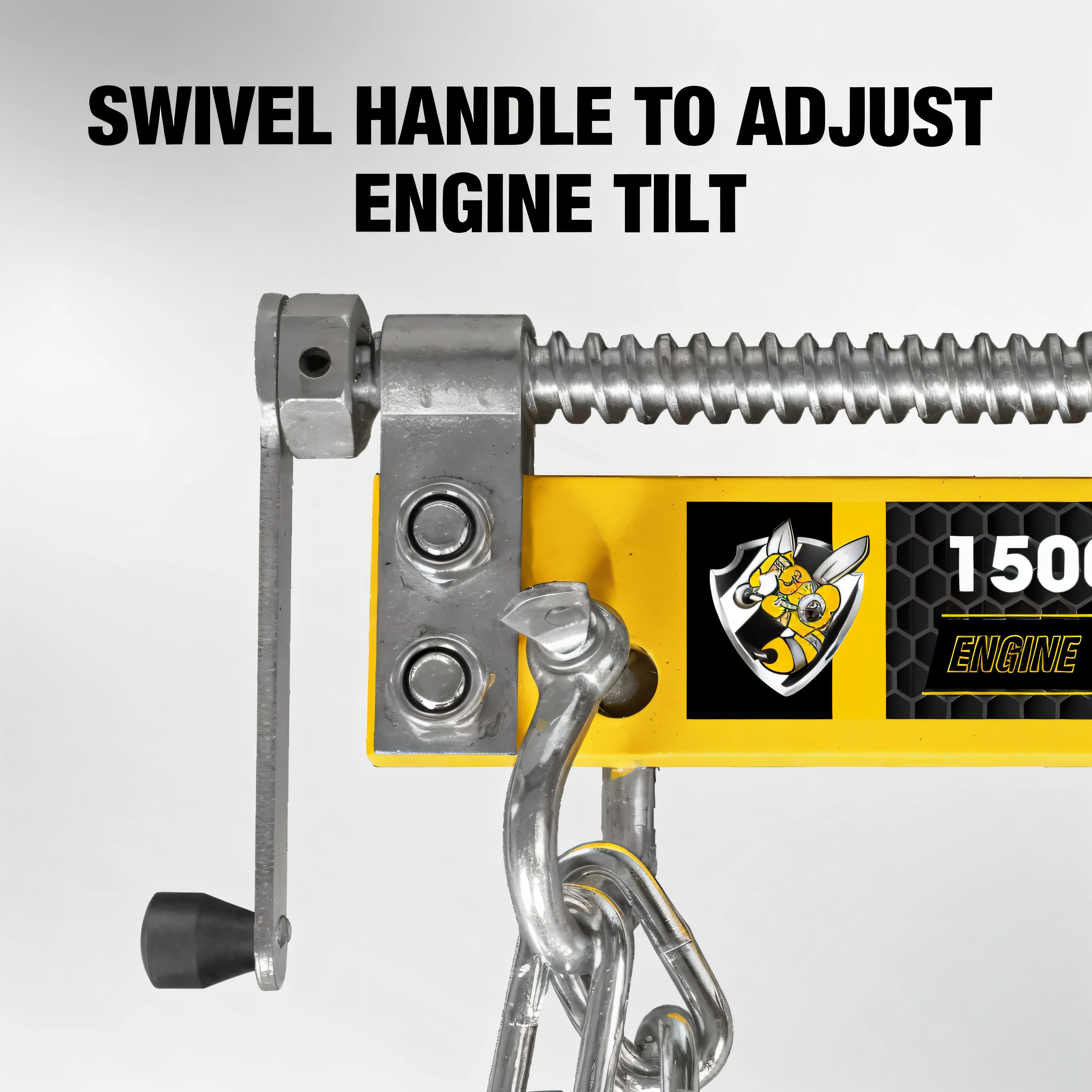 Close-up of chains and fixtures attached to the machine, Extremely high level of detail, Upward tilt angle, featuring engine, with accurate features, Incredibly realistic, brilliant detail, 150 mm, 1 5 0 mm, 150mm, High technical details, technical detail, very accurate and detailed, high angle close up shot, epic level of detail