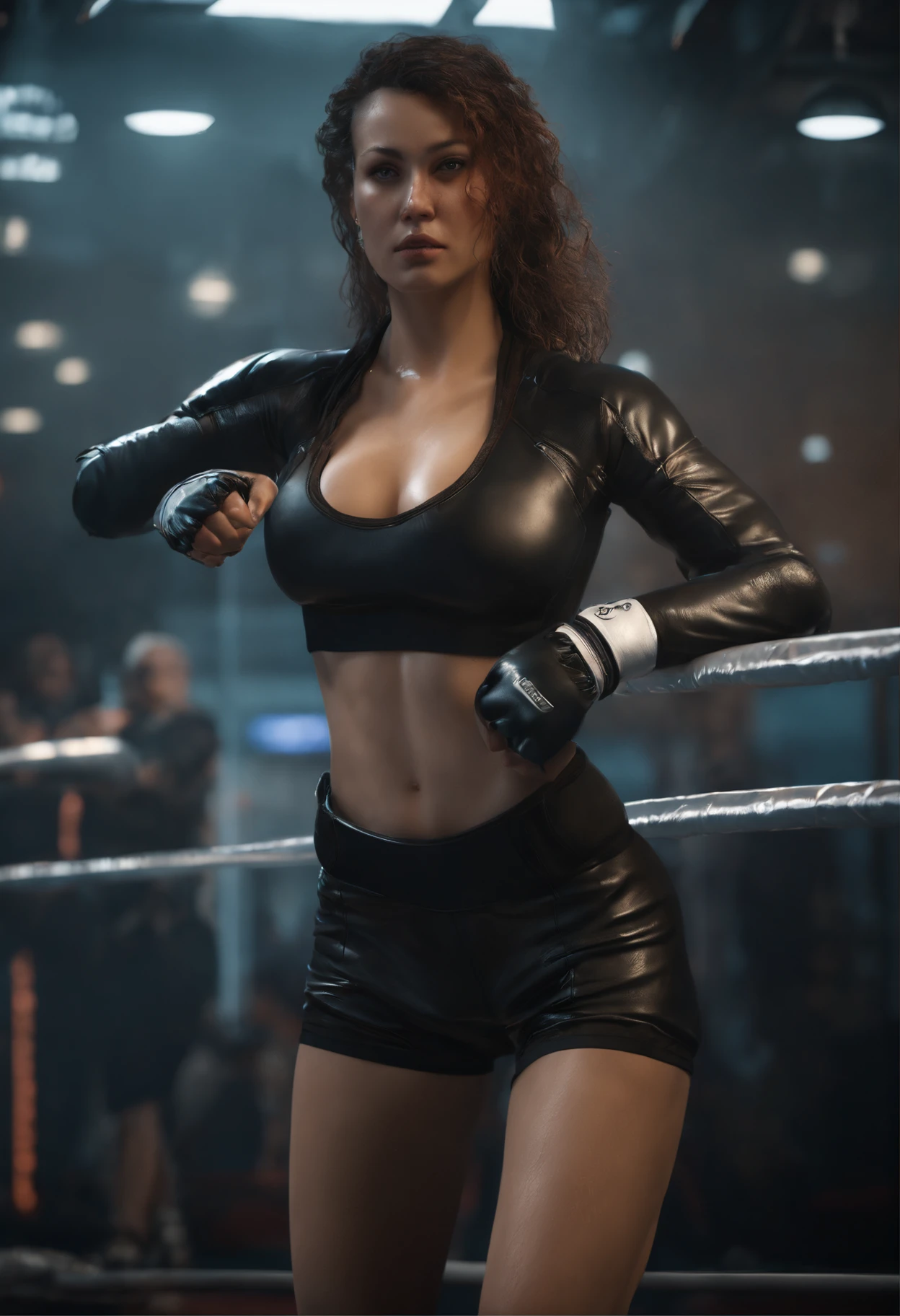 ((beste-Qualit)), ((master-piece)), (detaild:1.4), 3D,japanese girl mannequin ,Portrait of a beautiful cyberpunk woman, HDR (High Dynamic Range),2girls,Super-Resolution,Unreal 5,Subsurface scattering,PBR Texturing,Post-processing,Anisotropic Filtering,Depth-of-field,Maximum clarity and sharpness,Multi-layered textures,Albedo and Specular maps,Surface shading,Accurate simulation of light-material interaction,Perfect proportions,Octane Render,Two-tone lighting,Wide aperture, low ISO, It's raining,rule of thirds, 8K RAW,sexy,No clothes.,lifelike,sports,boxingglove,Combat moves,Boxing ring,Sweat,Wet shirt,fight,wound,storm,sting