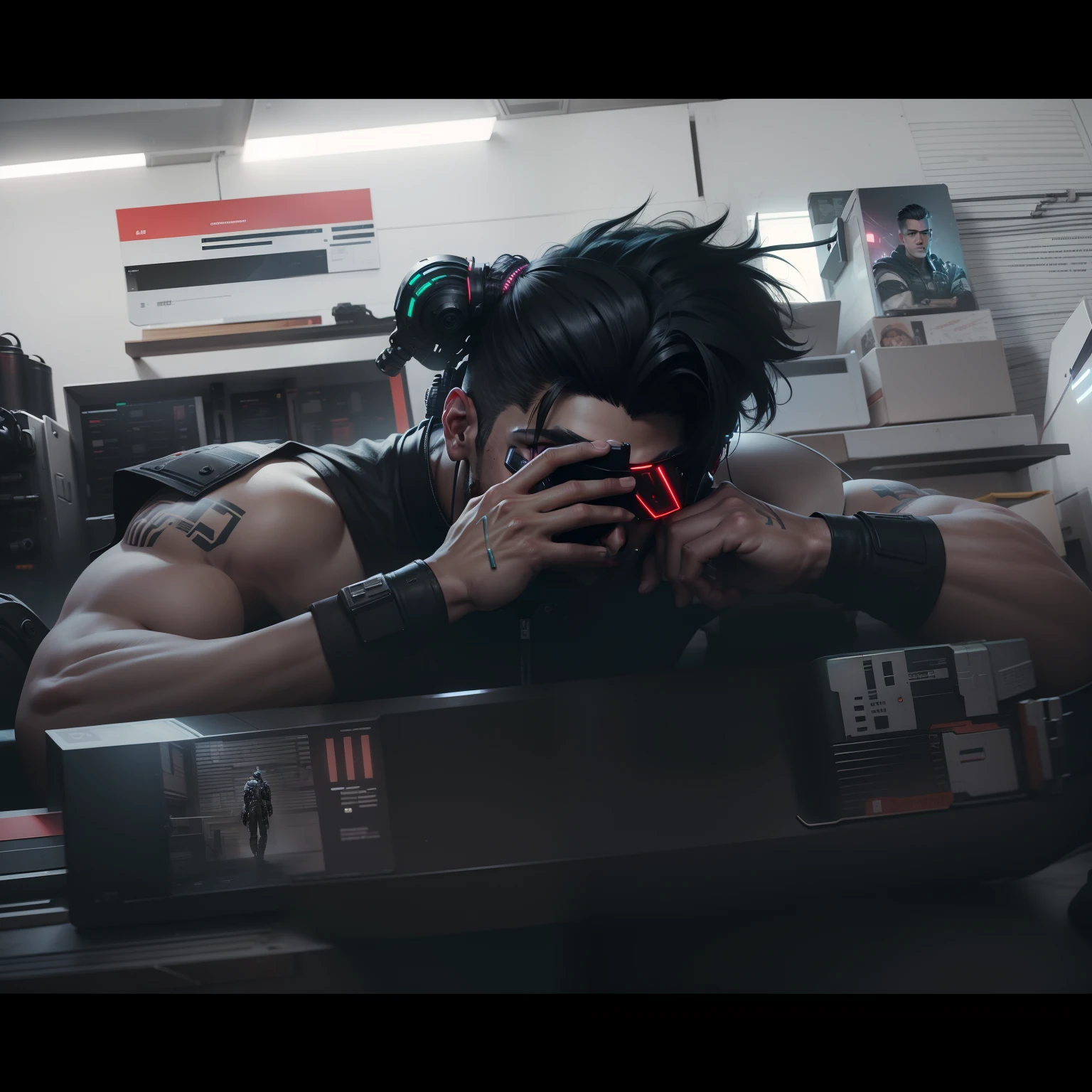 Change this into a cool handsome cyberpunk boy