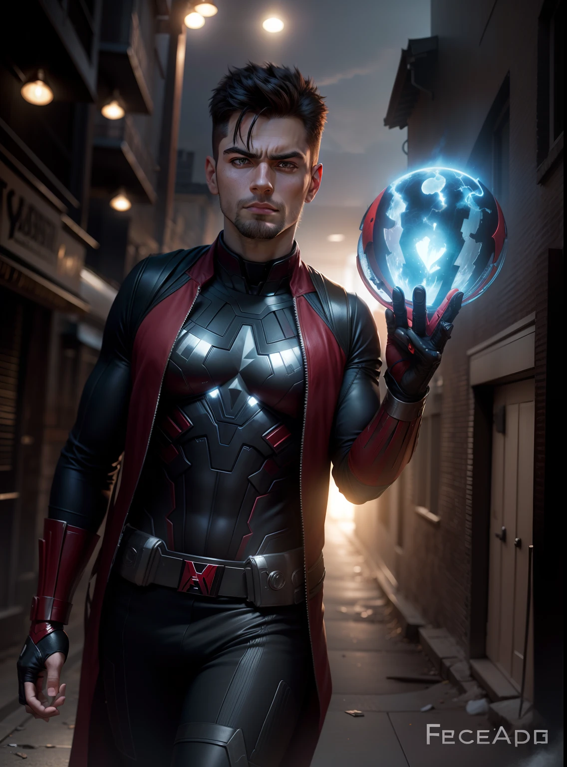 change background avenger look realistic looking good face