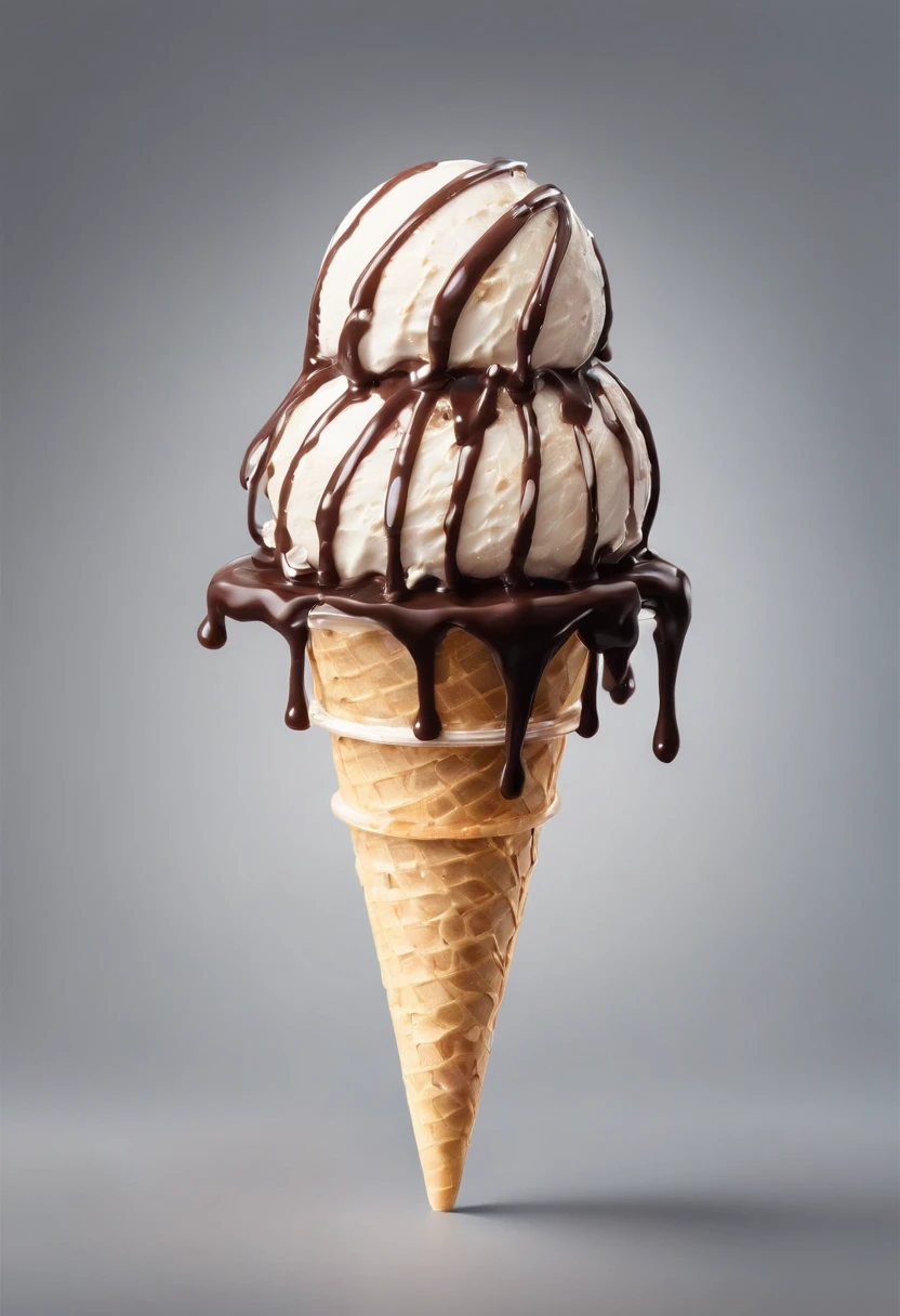 icecream,Drizzle with chocolate, Realistic and detailed images