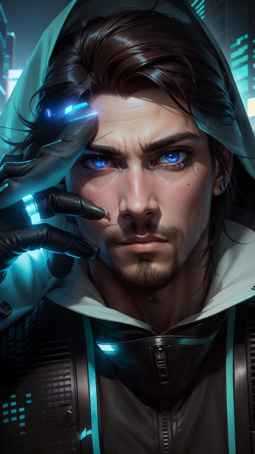 Change background cyberpunk handsome boy, realistic face, 8k, ultra realistic.