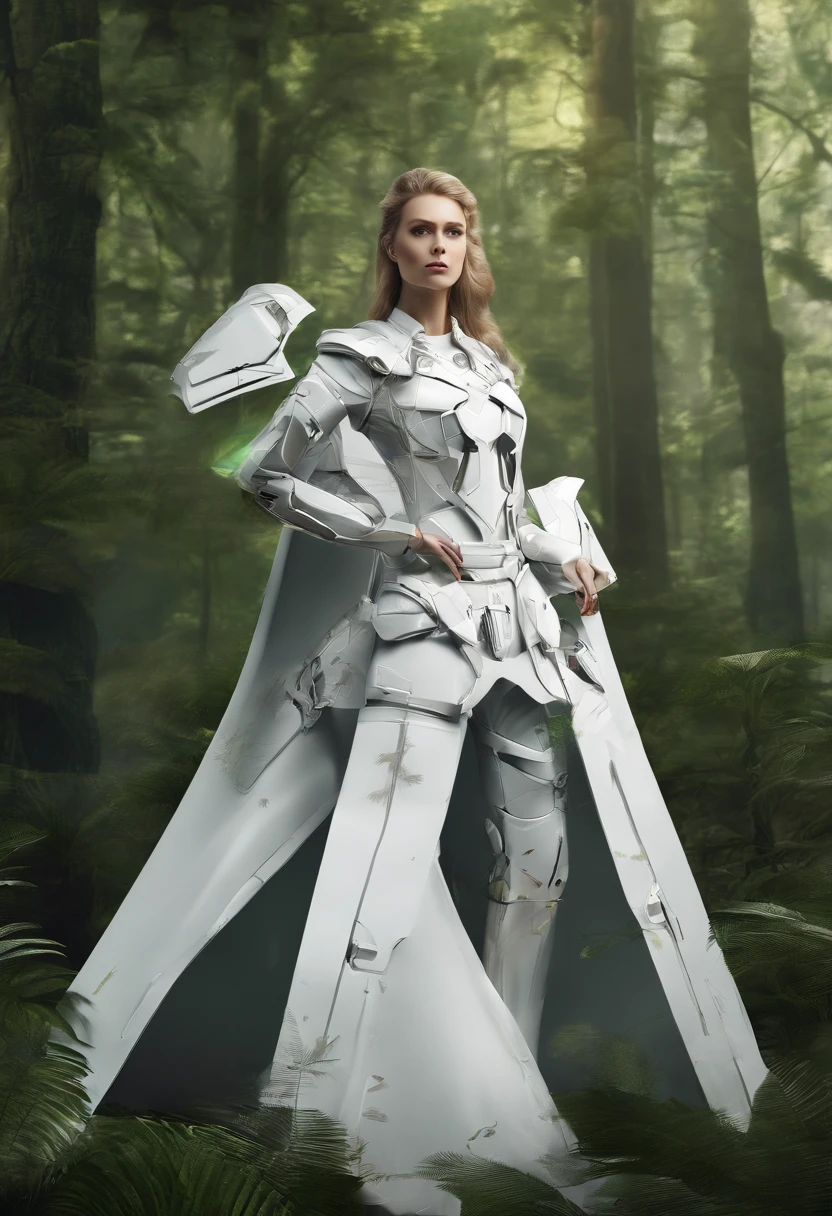 armored dress, white shirt, forest